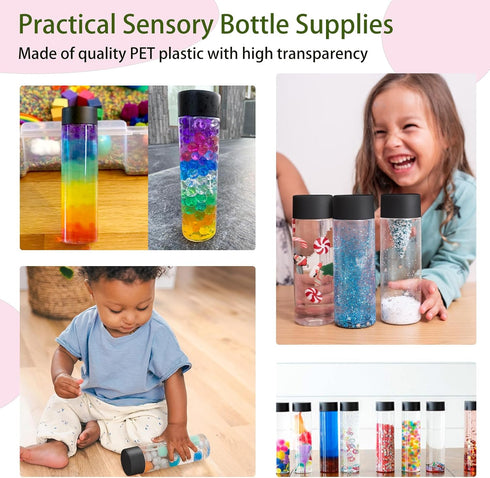16 Pack 12 oz 350 ml) DI QIU REN Clear Plastic Bottles Empty Sensory Bottles with Caps Reusable Juice Bottles Drink