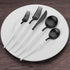 Bysta 5-Piece Matte Black Silverware Set, Stainless Steel Flatware with White Handle, Service for 1, Dishwasher Safe