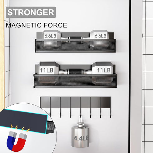 Aufworld 5 Pack 8-Hook 8 Magnetic Spice Rack for Refrigerator, Magnetic Shelf, Moveable Magnetic Fridge Organizer