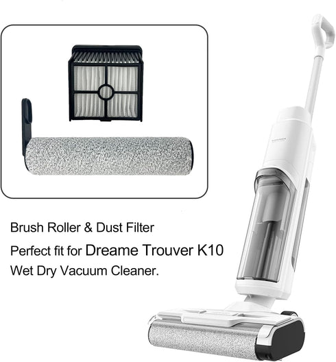 CleanCrafter K10/K10 2 2 1 Replacement Parts Kit for DREAME PRO Wet Dry Vacuum Cleaner | Brush Rollers, HEPA Filters