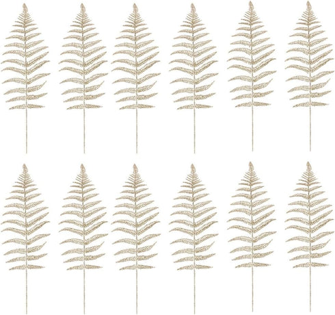 NUOBESTY 12pcs Christmas Artificial Flashing Leaves, Xmas Tree Hanging Ornament for DIY Wreath Crafts & Decorations