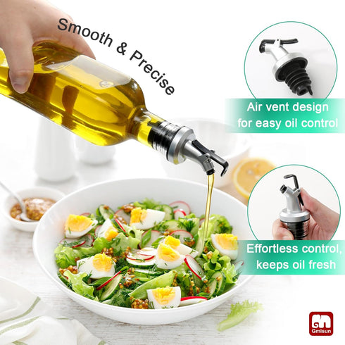 GMISUN Olive Oil and Vinegar Dispenser Bottle Set, 2Pack 17oz Kitchen Glass Bottles with Funnel and Labels