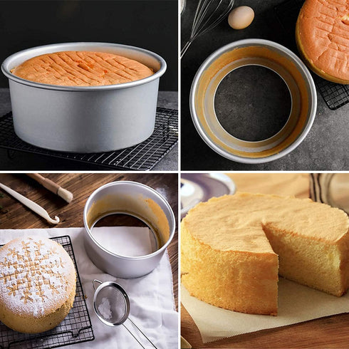 8 Inch Round Cake Pan, Non-Stick Cake Baking Pans with Removable Bottom, Aluminum Cheesecake Pan, Chiffon Cake Mould