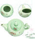DELIFUR Celadon Handcrafted Porcelain Tea Set, Lotus Theme Tea Pot, Covered Teacup from China