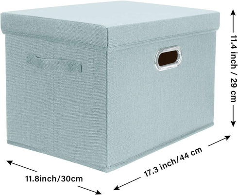 Collapsible Storage Bins TYEERS With Lids, Large Fabric Storage Boxes - 2 Pack - Aqua Spring