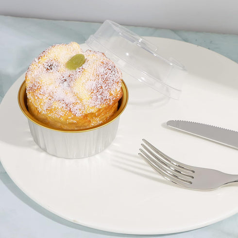 EUSOAR Cupcake Liners with Lids, 30pcs 5oz Disposable Aluminum Foil Ramekins for Baking, Dessert Cups with Lids