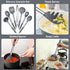 E-far 7 Pcs Silicone Cooking Utensils Set, Heat Resistant Kitchen Tools with Stainless Steel Handle, Gray
