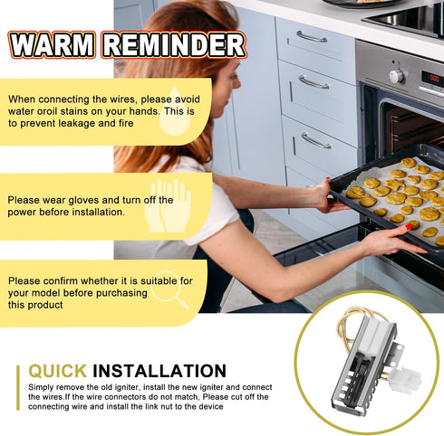 DG94-00520A Gas Range Oven Igniter with Connector Plug, Fits Samsung NX58H5600SS, 1 Year Warranty, Fragile