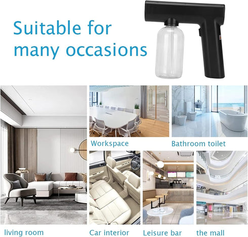 Electric Mist Atomizer Sprayer Gun, Disinfectant Fogger Mist Gun Portable Alcohol Nanometer Handheld Fogger Wireless