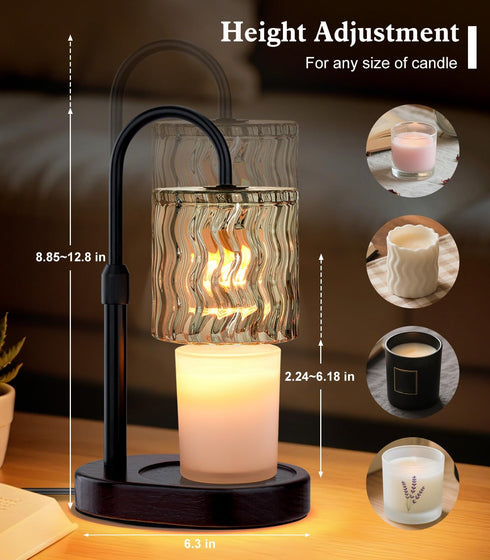 GOIUEDBZ Dimmable Candle Warmer Lamp Electric Timer: Candles Warming Lamps - Height Adjustable Burner Jar - No Flame