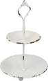 Stonebriar Small 2 Tier Worn White Metal Tray, Rustic Farmhouse Decor, Tiered Jewelry Tray for Vanity or Bathroom, 9.25"