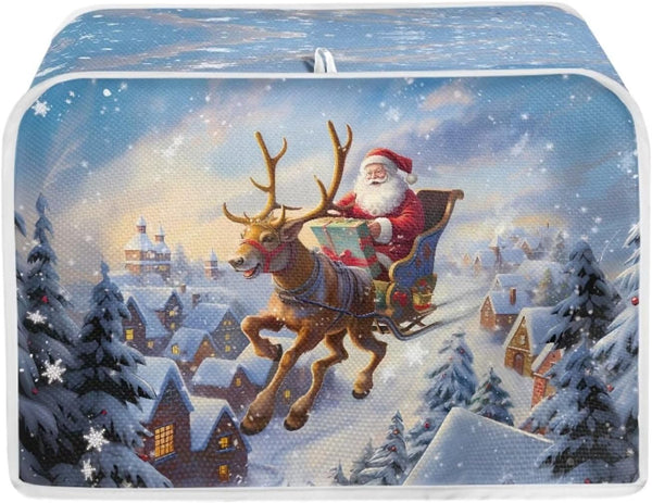 Santa Claus Deer Toaster Covers - 2 Slice Christmas Kitchen Dustproof Decorative Accessories with Top Hook
