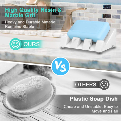 Morelax 2 (2Pack-White 3.62 2.76 1.57 inches (R-202101) Pcs Soap Bar Holder for Bathroom/Kitchen Sink, Marble Soap Dish