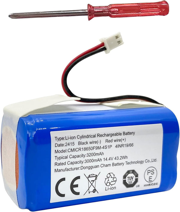 Replacement Shark RVBAT850 Battery for Shark Ion R75, R85, RV850, 3200mAh 14.4v/14.8v (2-Prong connector)