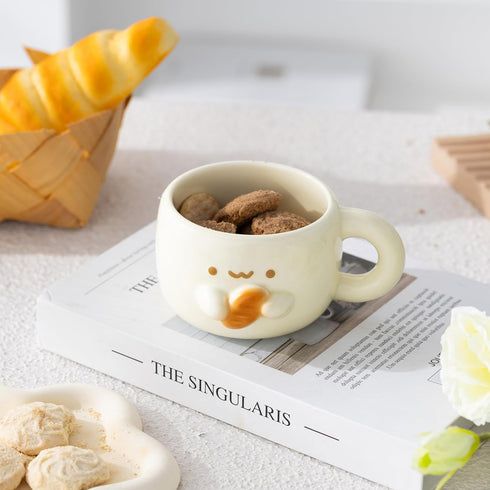 Mugs,10 oz Creative Kawaii Anime Ceramic Coffee Hand-made Tea Cups, Cute Gifts For Women Men Kids (Bread)