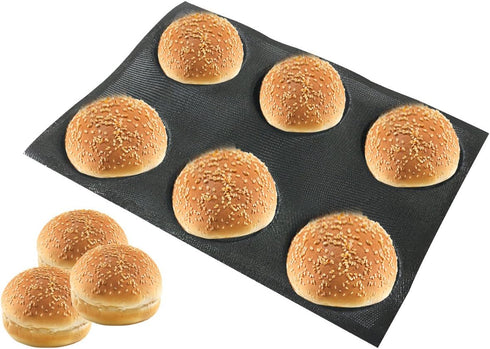 Bluedrop Silicone Bun Bread Form, Round Shape Bread Tray, Perforated Bakery Molds
