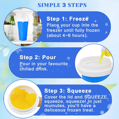 Slushie Cup, 2 Pack Slushy Maker Cup, Frozen Magic Squeeze Cups for Juice, Milk, Yogurt, Ice Cream, DIY Smoothie