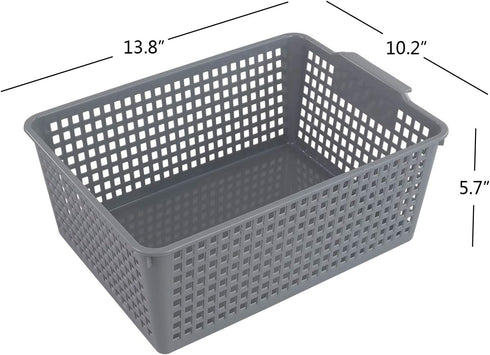 Farmoon Grey Plastic Weave Organizer Basket, 3 Packs of Plastic Storage Baskets