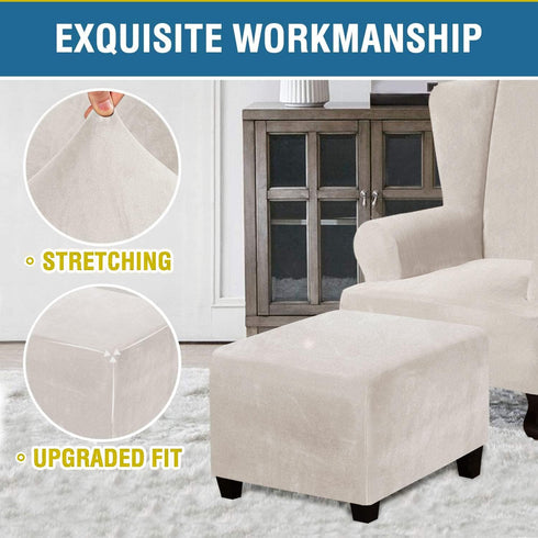 ADPON Square Velvet Ottoman Covers Ottoman Slipcover Square Footstool Protector Covers Storage Stool Ottoman Covers