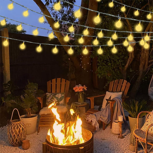 AUAUY 40 19.6FT 2 String Lights, LED String Lights Battery Operated Modes, Christmas Lights Bedroom, Waterproof Outdoor