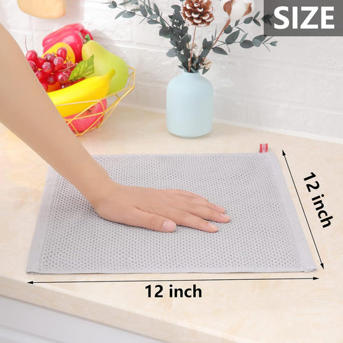 Homaxy 100% Cotton Waffle Weave Kitchen Dish Cloths, Ultra Soft Absorbent Quick Drying 12 x 12 Inches, 6-Pack