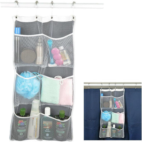 Evelots Mesh Shower Caddy, 2 Pack, Shower Organizer with 6 Pockets, Portable, Quick Dry for Shampoo, Soap, Baby Bath