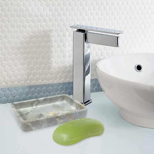 nu steel Stone Hedge Resin Decorative Dish Tray for Bathroom, Kitchen Sink, Marble Design (RES566-3H)