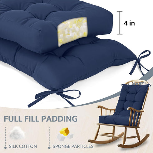 80% mudilun Rocking Chair Cushion Non-Slip Tufted Indoor/Outdoor Rocking Chair Cushions Water Proof with Straps