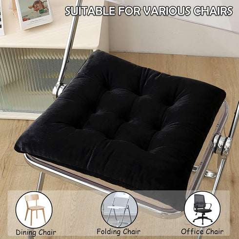 MissSoul Set 2 15.5" of Chair Cushions for Dining Chairs with Ties, Indoor Non-Slip Kitchen Chair Pad and Dining Room