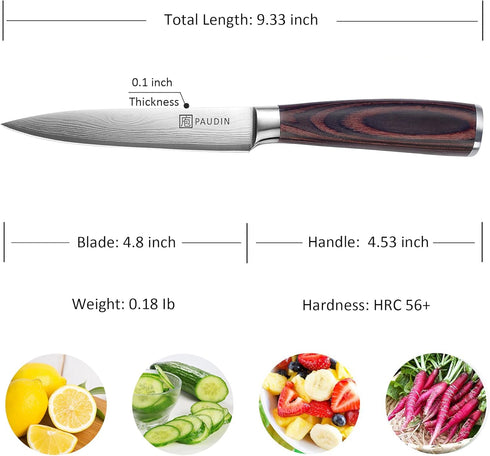 PAUDIN Utility Knife, 5 Inch Chef Knife, Ultra Sharp High Carbon Stainless Steel, Premium Gift Box