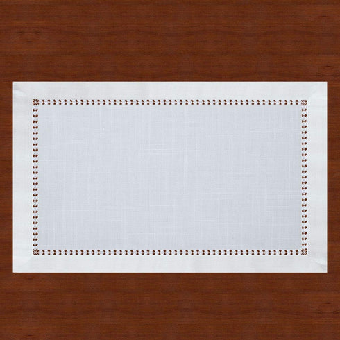 Grelucgo Set of 6 Handmade Hemstitched White Table Placemats 12x18 Inches