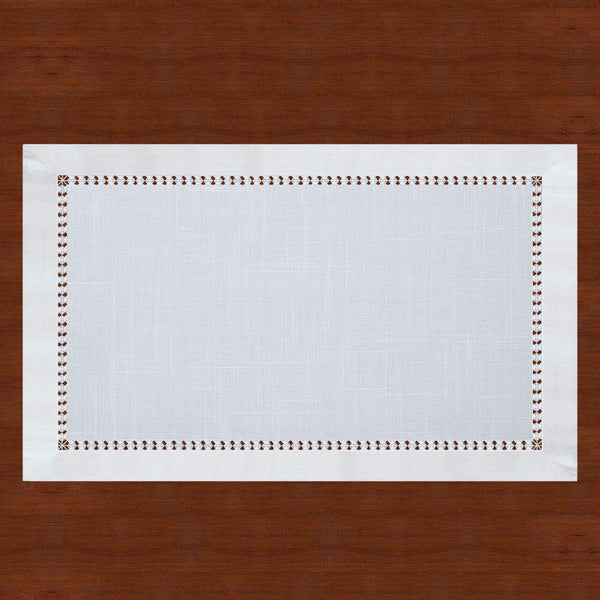 Grelucgo Set of 6 Handmade Hemstitched White Table Placemats 12x18 Inches