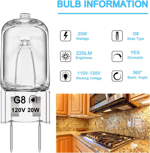 Microwave Light Bulb for GE Samsung Kenmore Maytag Elite - Night Light/Stove Light Bulb G8 120V 20W - 2 Pack