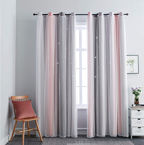 FANLI Ombre Rainbow Blackout Curtains for Kid Girls Bedroom Living Room Darking Stripe