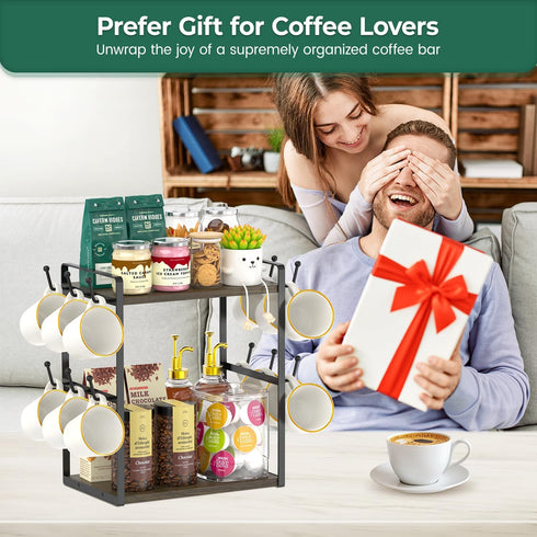 Countertop, 2 12 EsLuker.ly Coffee Station Bar Organizer Mug Holder Stand Tier Mug Cup Tree Rack for Kitchen Office