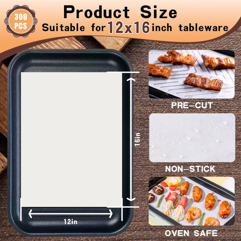 Parchment Paper Sheets 300Pcs ,12x16In Baking Paper,Baking Supplies Sheets Non Stick,Non-Toxic Baking Parchment for Air Fryer, oven liner,Grilling, Steaming Cooking Bread Cake and Wrapping Food by TIMENIL