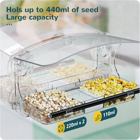 Window Bird Feeder with Strong Suction Cups for Viewing Outdoors
