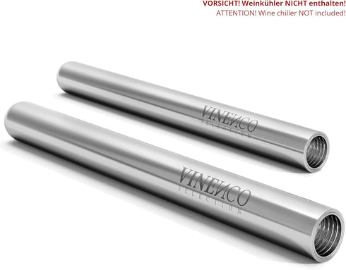 2 Extra Stainless Steel Chill Rods for Your Wine Cooler Set, Design Bar Accessory for Men and Women