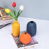 set 3 Cute Vase Matte Ceramic vases of Orange, Modern Boho Vases for Decor small vase,Centerpiece Table Decor japandi