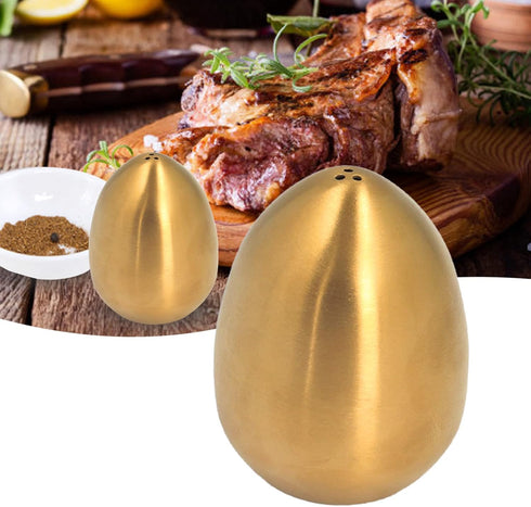 Spice Shaker, Stainless Steel Egg Shaped Spice Jar Pepper Shaker for Home and Kitchen Utensils(Gold) by Tnfeeon