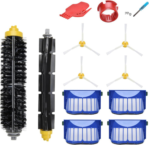LOVECO Replacement Accessories Kit - Compatible for iRobot Roomba 675 677 671 655 645, 4 Filters, 4 Side Brushes