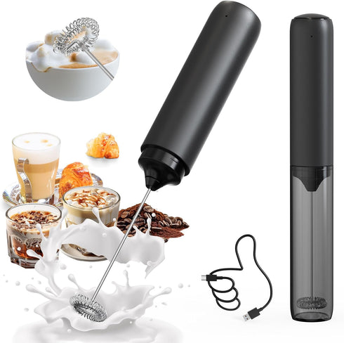 BONACHEF Rechargeable Milk Frother Handheld with Cover Electric Handheld Foam Maker Portable Drink