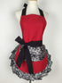 Hyzrz Cute Lace Flirty Apron with Pocket, Fun Retro Sexy Cooking Pinup Aprons for Women Girls (Red)
