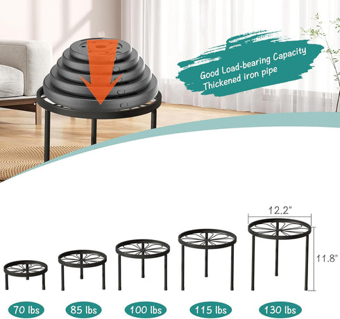 5-Pack viewcare Black Plant Stands for Indoor, Metal Plant Stand, Heavy Duty Plant Pot Shelf for Multiple Plant