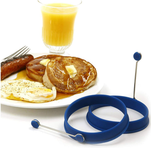 Norpro Grip-EZ Flexible Pancake Spatula with Silicone Round Pancake/Egg Rings (2 Pieces)