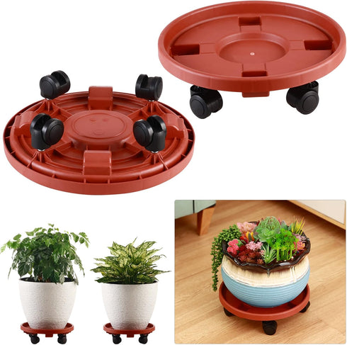3 Packs 13" Large Plant Caddy with Wheels Rolling Plant Stands Heavy-duty Plastic Plant Roller Base Pot Movers Plant