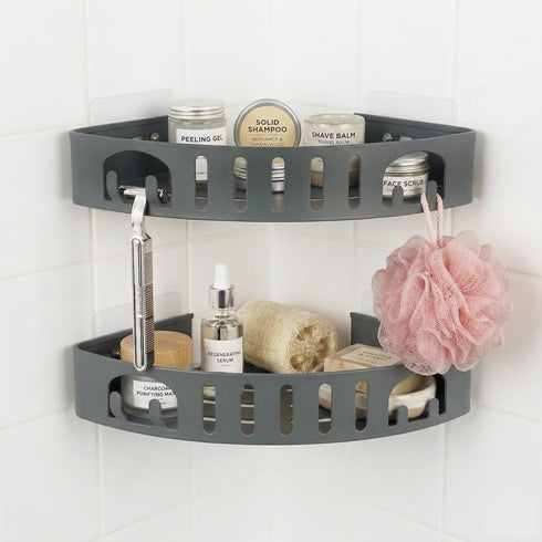 DivaDwell Depot Adhesive Corner Shower Shelf No Drill | Rust-Proof Aluminum Alloy Stick On
