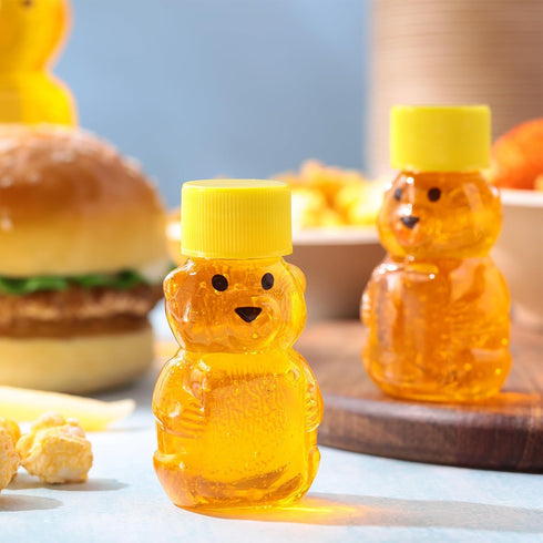 96 2 oz Patelai Pcs Plastic Honey Bear Bottle Bear Shape Clear Honey Containers Empty Honey Dispenser with Lid Honey