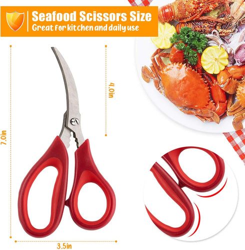 Kitchen Seafood Scissor for Crab Legs - 4 Pack Lobster Shell Cracker and Tools for Seafood