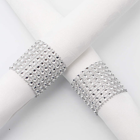 KPOSIYA Napkin Rings, Pack of 60 Rhinestone Diamond Adornment for Wedding Receptions, Dinner or Holiday Parties
